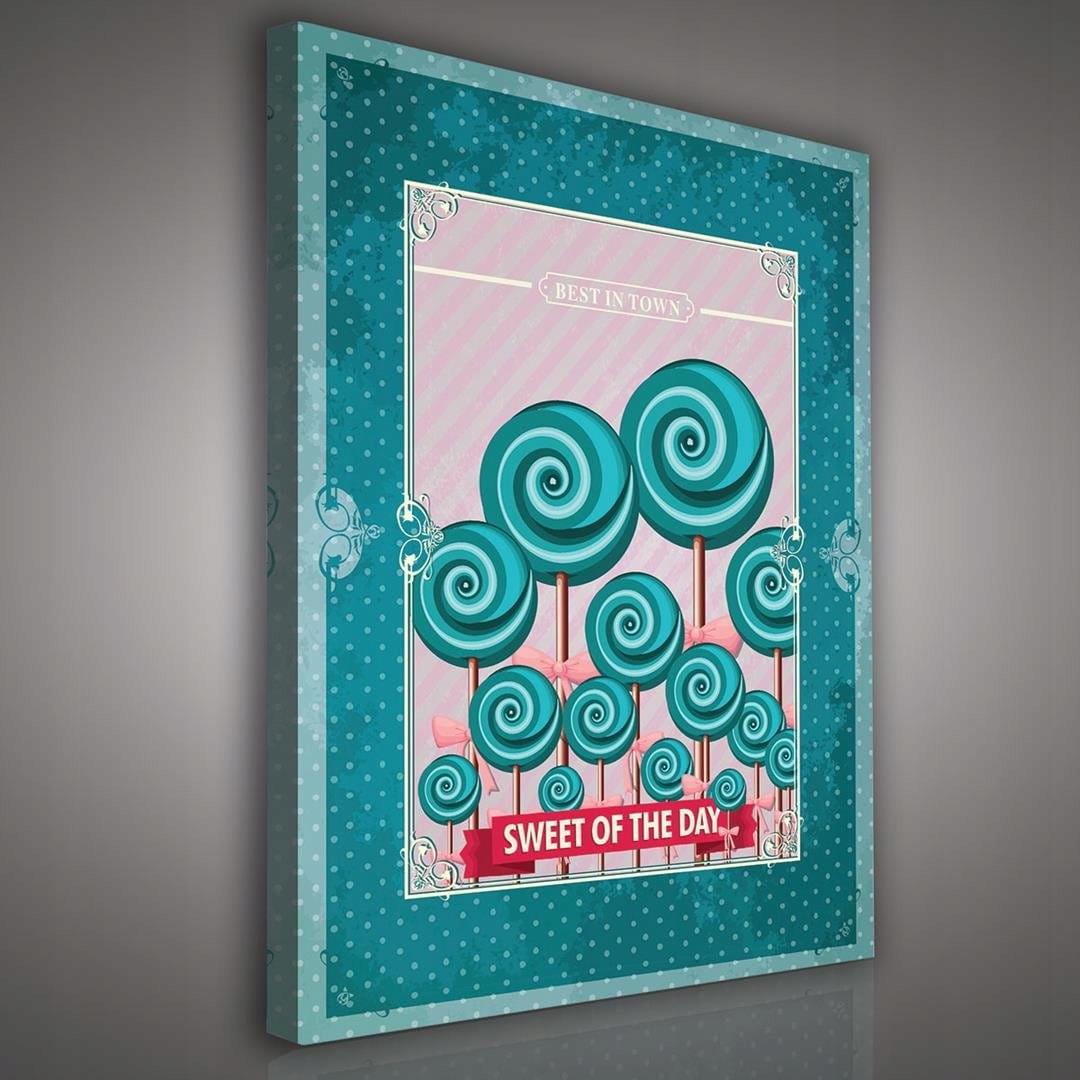 Obraz 75x100 Sladkosti lízátka růžová retro vzory svátek radost grafika