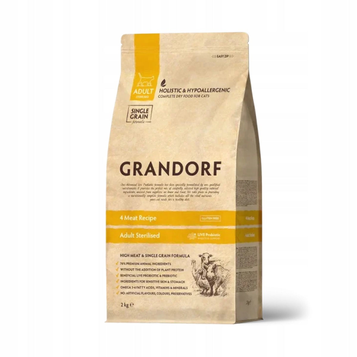 Sucha karma dla kota 2 kg po sterylizacji Mix smaków Grandorf Sterilized