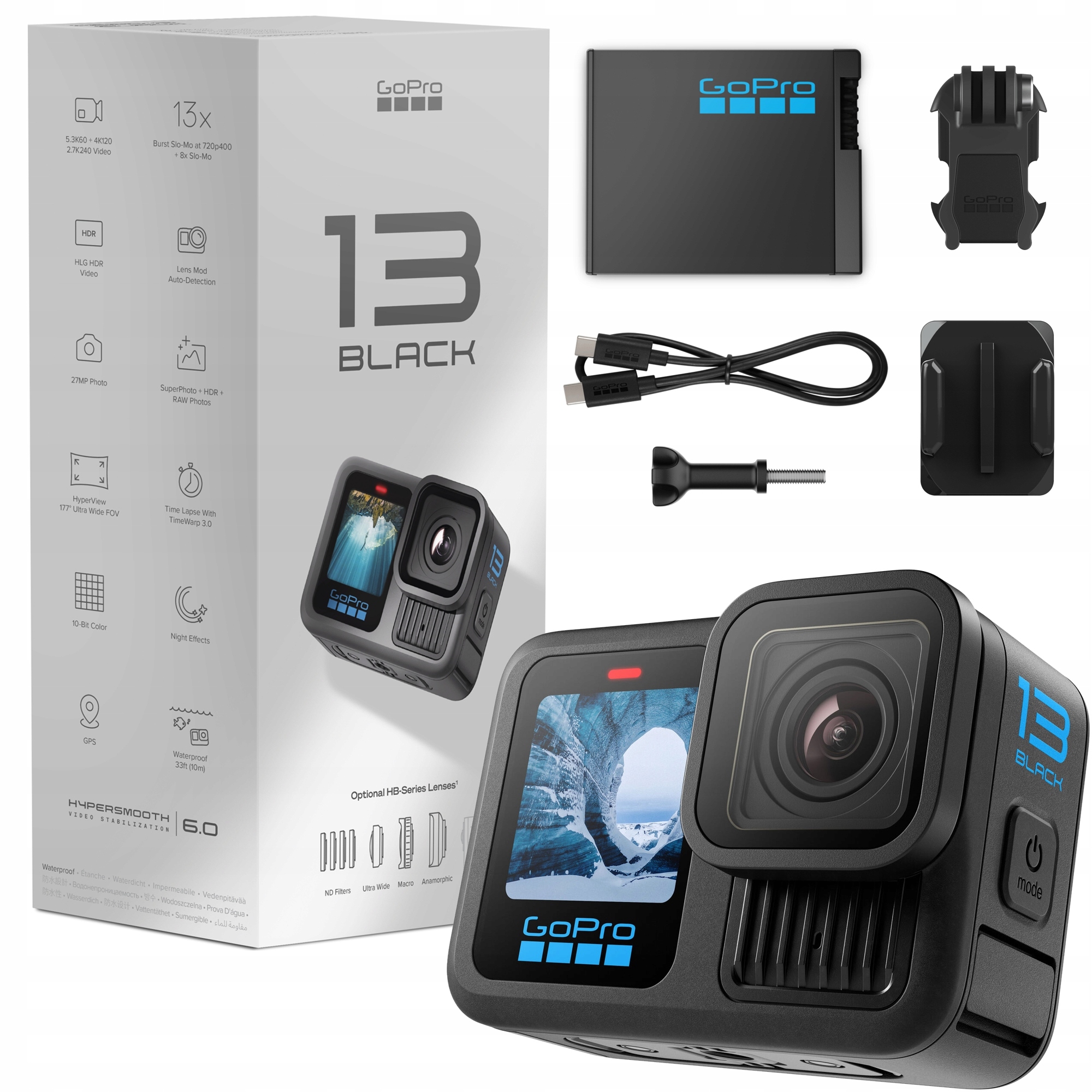 Kamera Sportowa GoPro Hero 13 Black Go Pro HERO13 Wideo 5.3K Stabilizacja