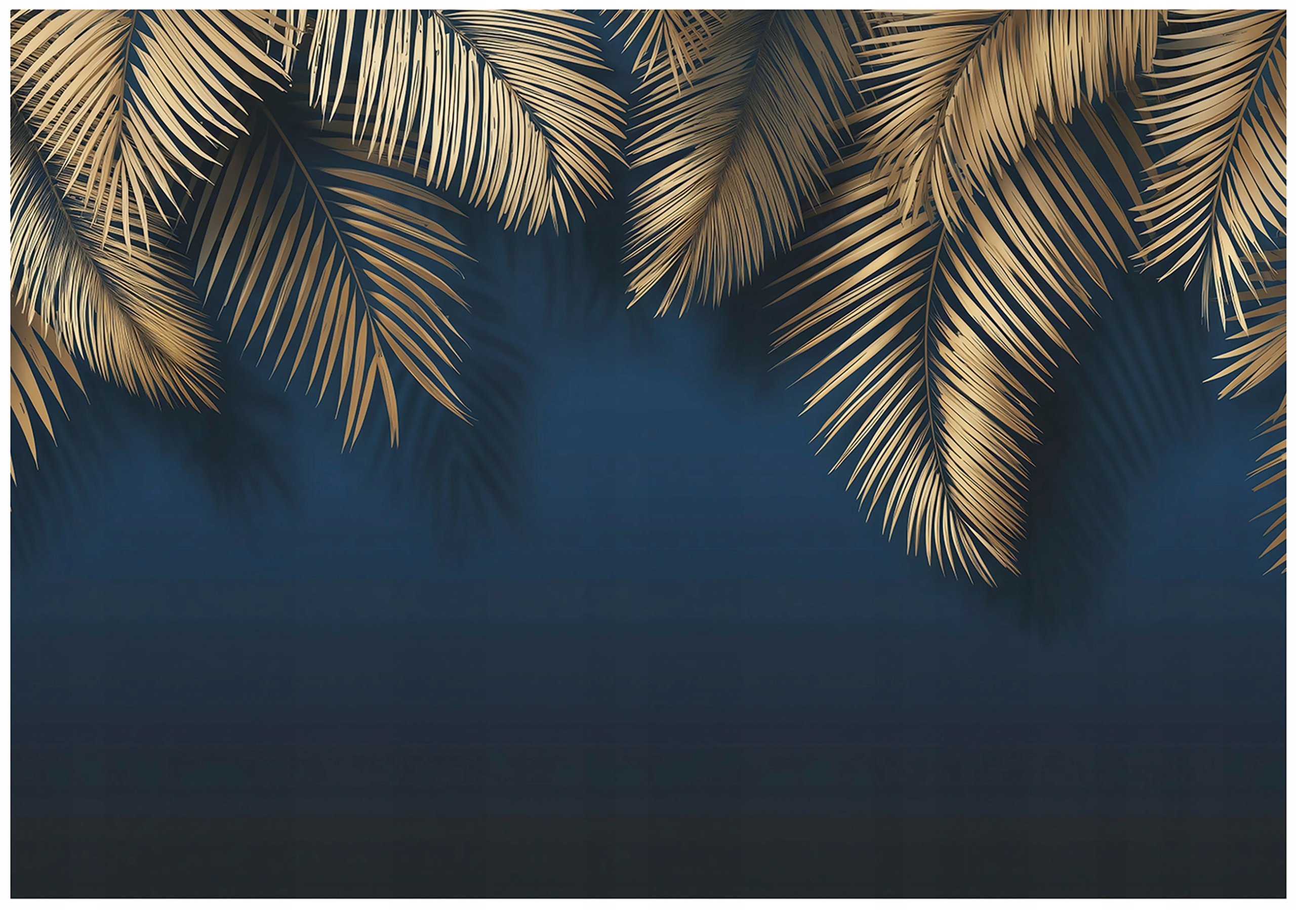 Fototapeta Závesné Listy Glamour Palmy Modrá Zlatá Moderná 300x210
