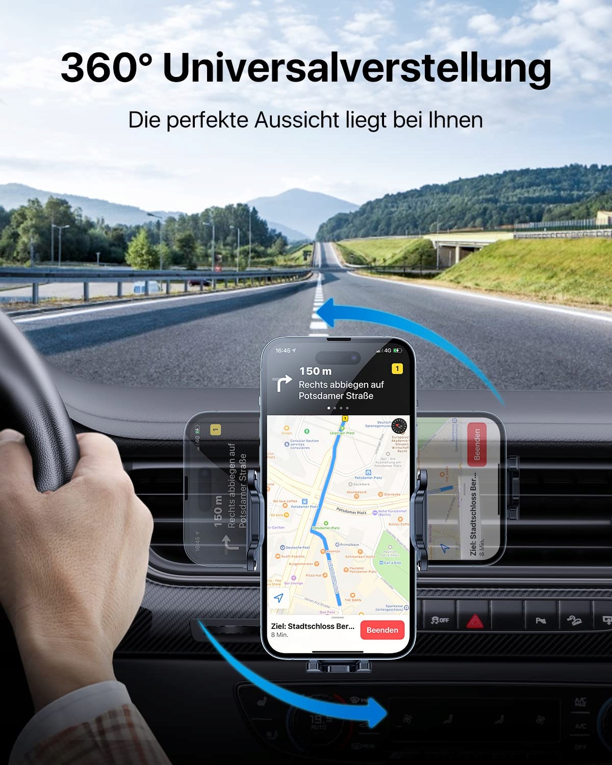 ANDOBIL Uchwyt Samochodowy Do Wentylacji 360° iPhone 16 Pro Max Galaxy S24 — miniatura 4