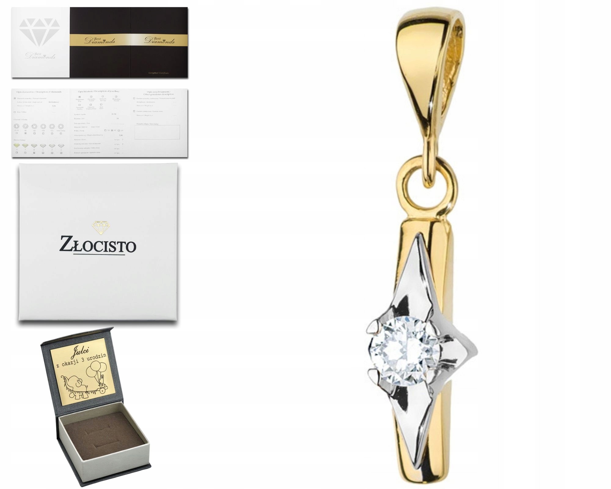 Zlatý Přívěsek Přívěsek S Briliantem A Diamantem 585