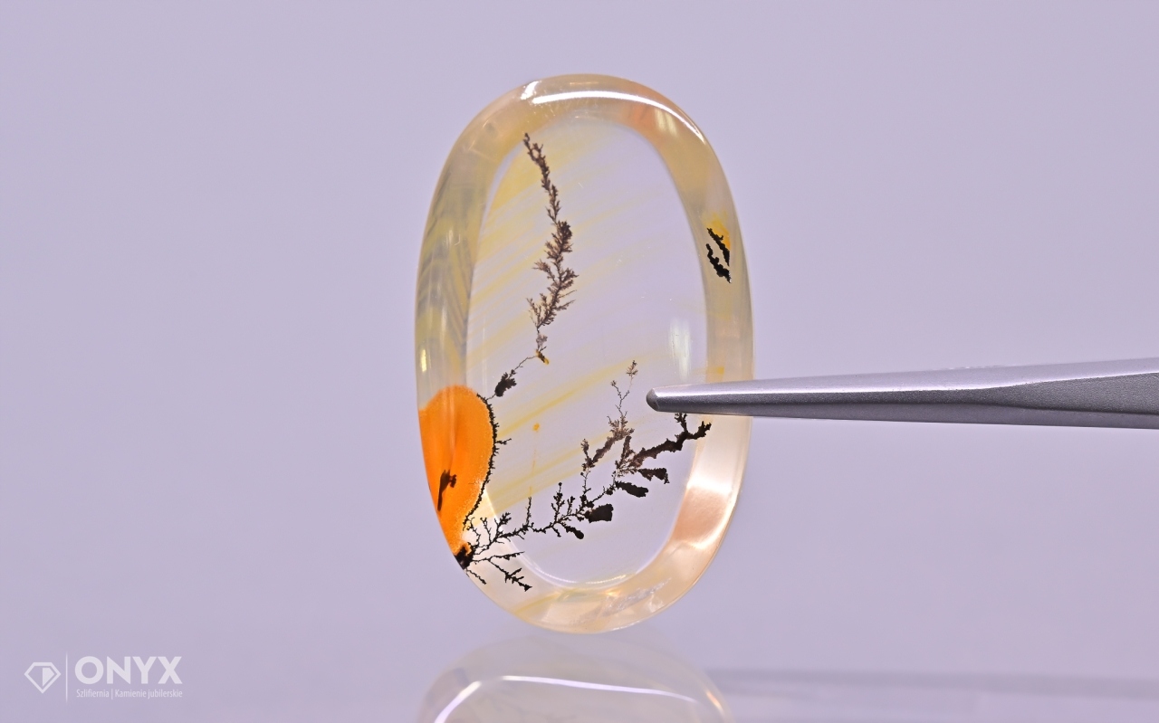 Dendritový křemen konvexní mělký ovál 30,5x19 mm