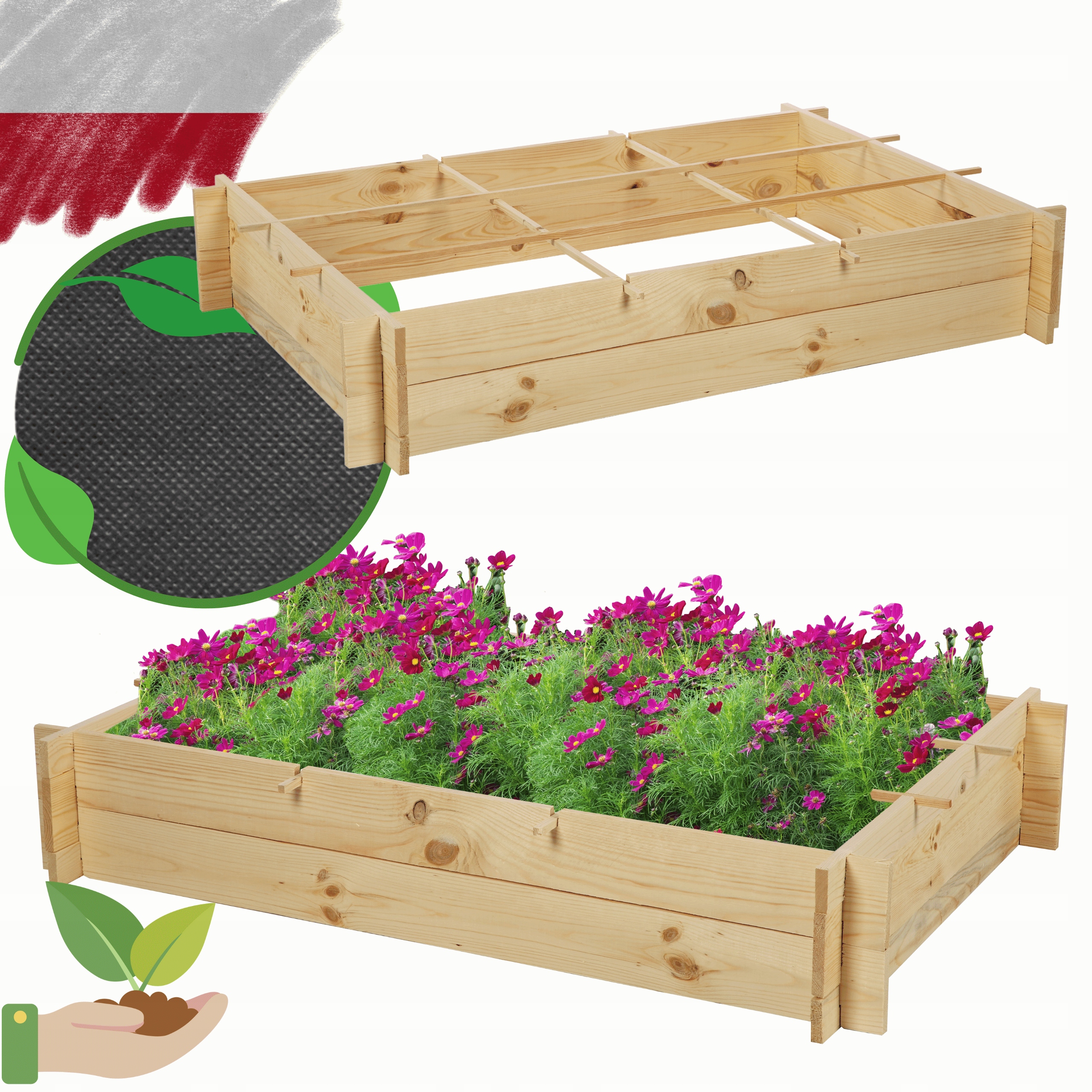 Skrzynia na warzywa zioła grządka podwyższona donica zielnik 120x80cm Eco