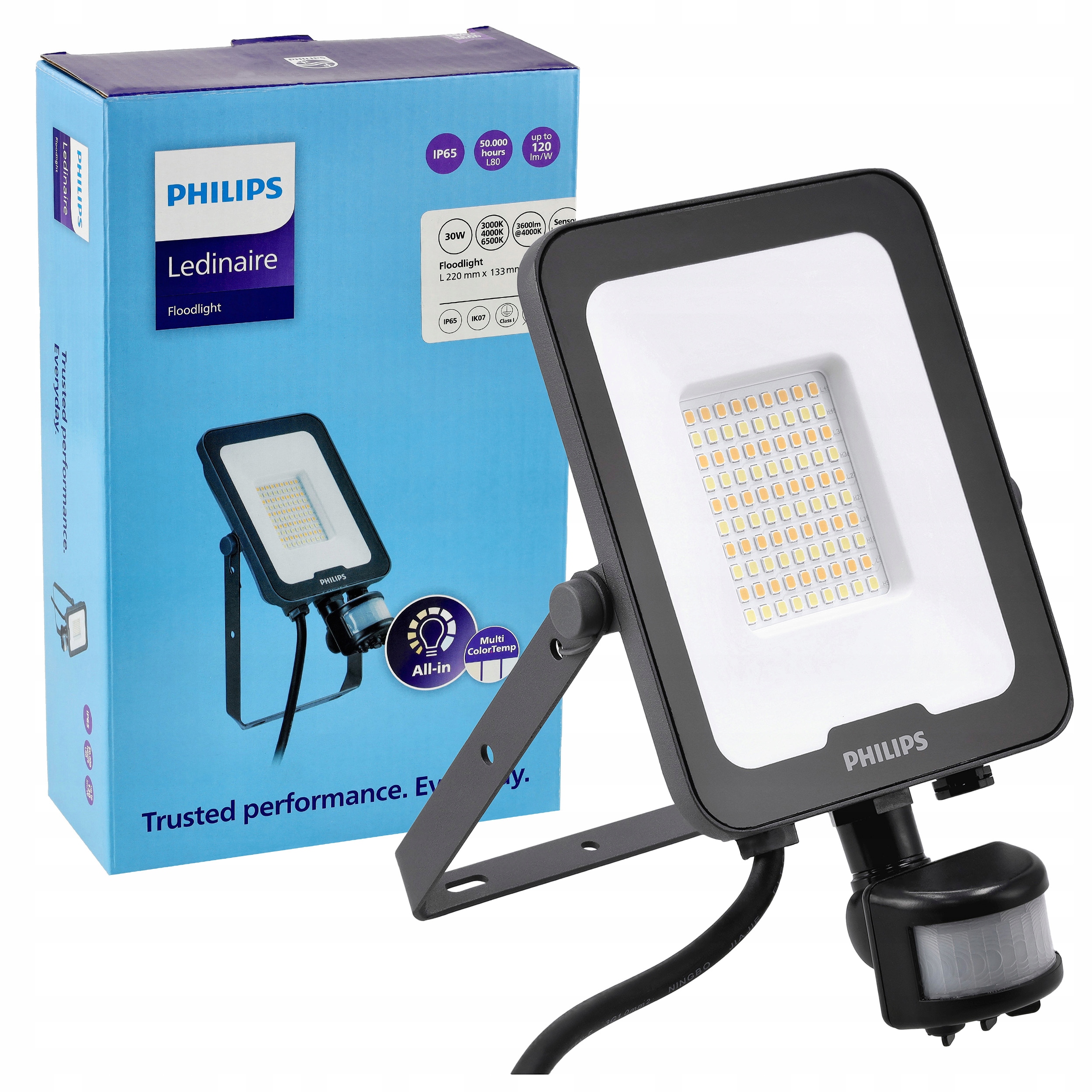 Halogenový Led reflektor Philips 30W 3600lm Cct s detektorem pohybu