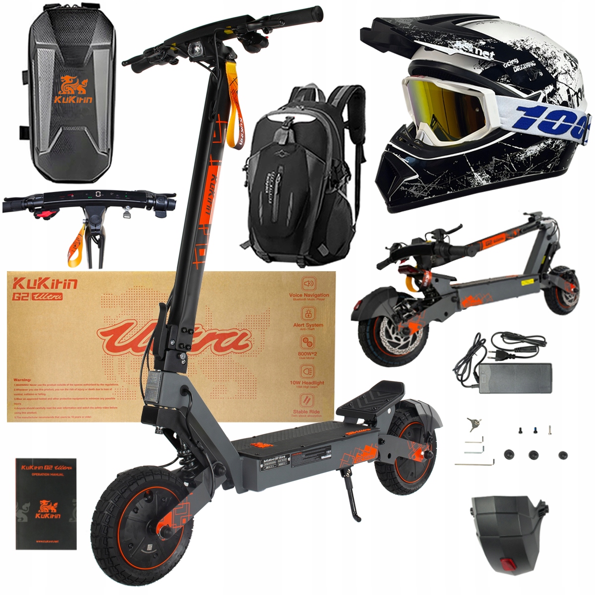 Kukirin G2 Ultra pojazd elektryczny 2000W 55km/h 55KM 48V18Ah 10"+ Prezenty