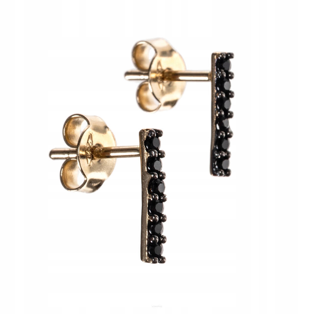 Zlaté náušnice s černými zirkony