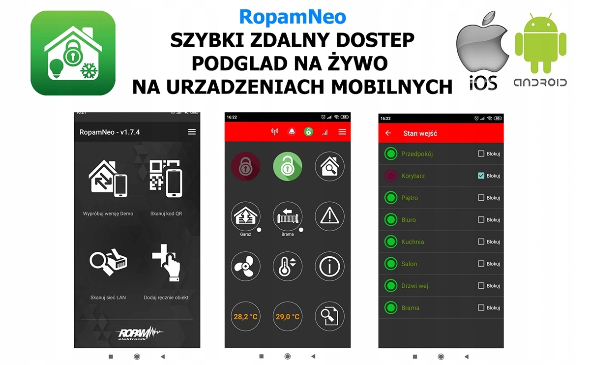 NeoLTE-IP-64 PŁYTA GŁÓWNA CENTRALA ALARMOWA 16-64 LINII WIFI LTE ROPAM Seria Neo