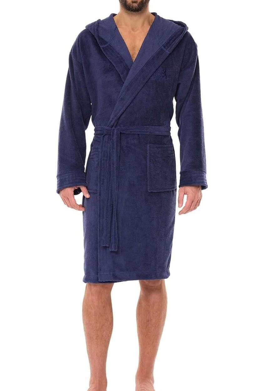 Pánský bambusový župan L&L 2521 navy [Velikost 2XL]