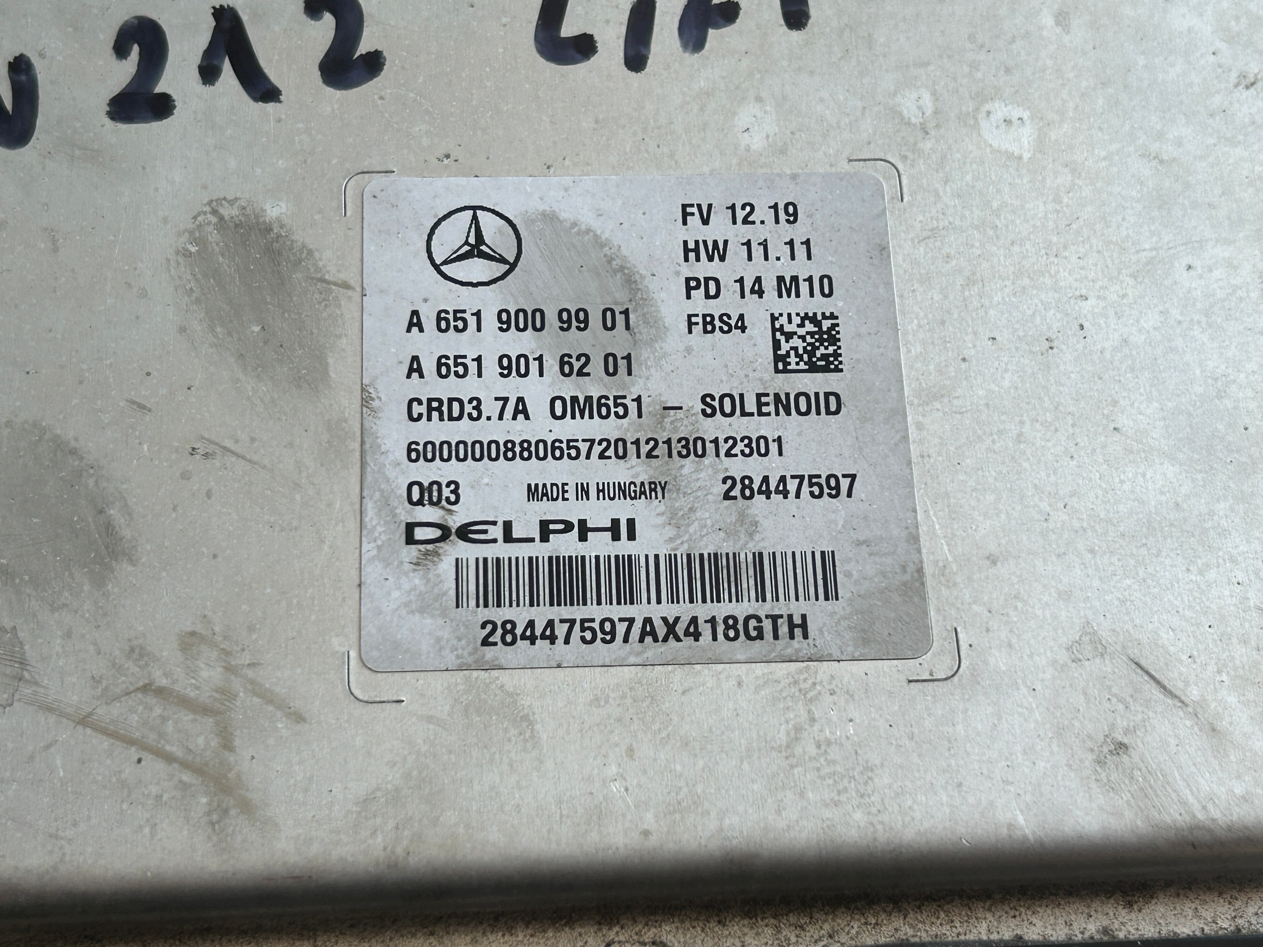 MERCEDES W212 2,2 CDI computer control unit of the engine A6519009901