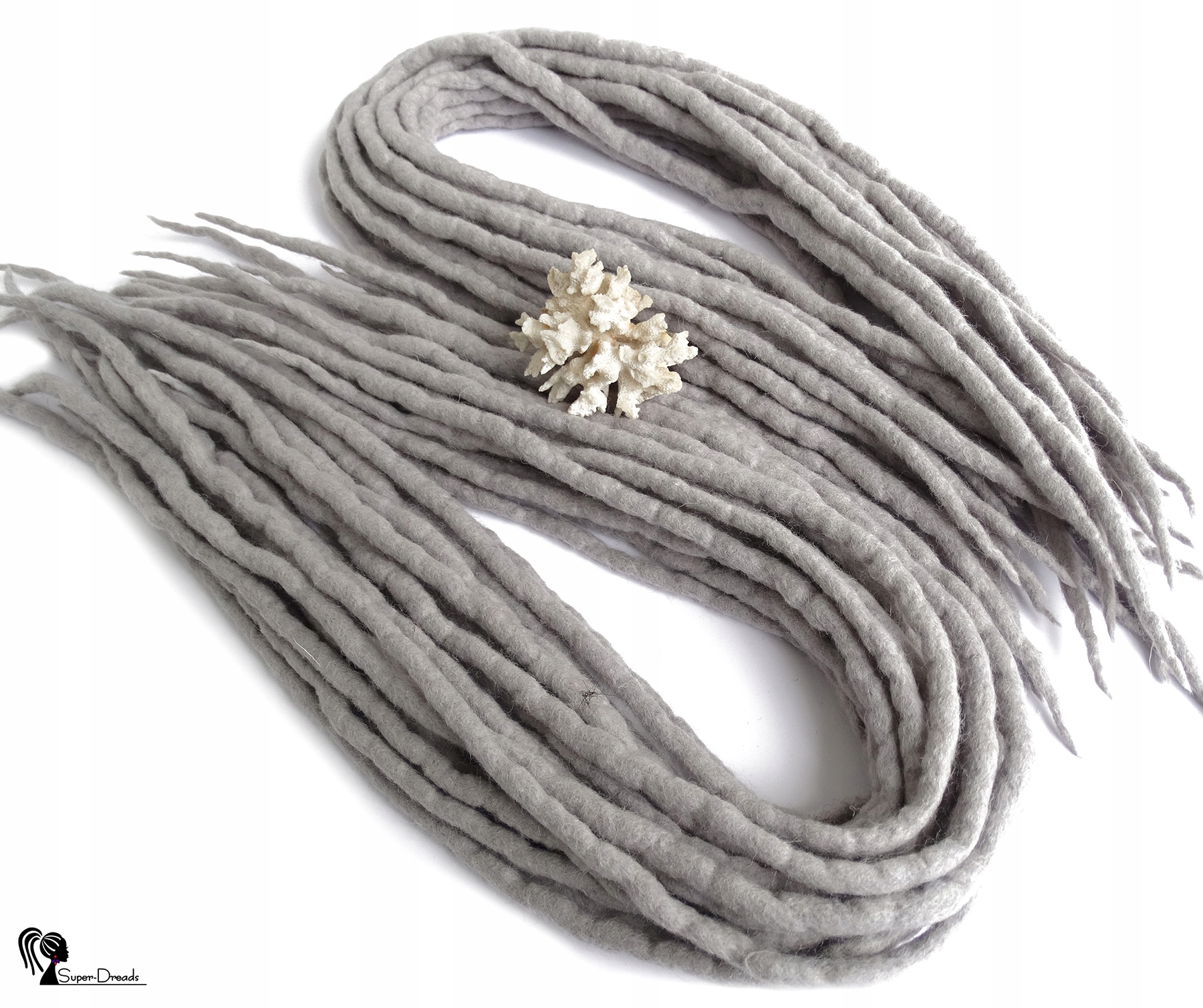 Vlněné pastelky Dredy, světle šedé, Stříbrná Perla, 40 kusů