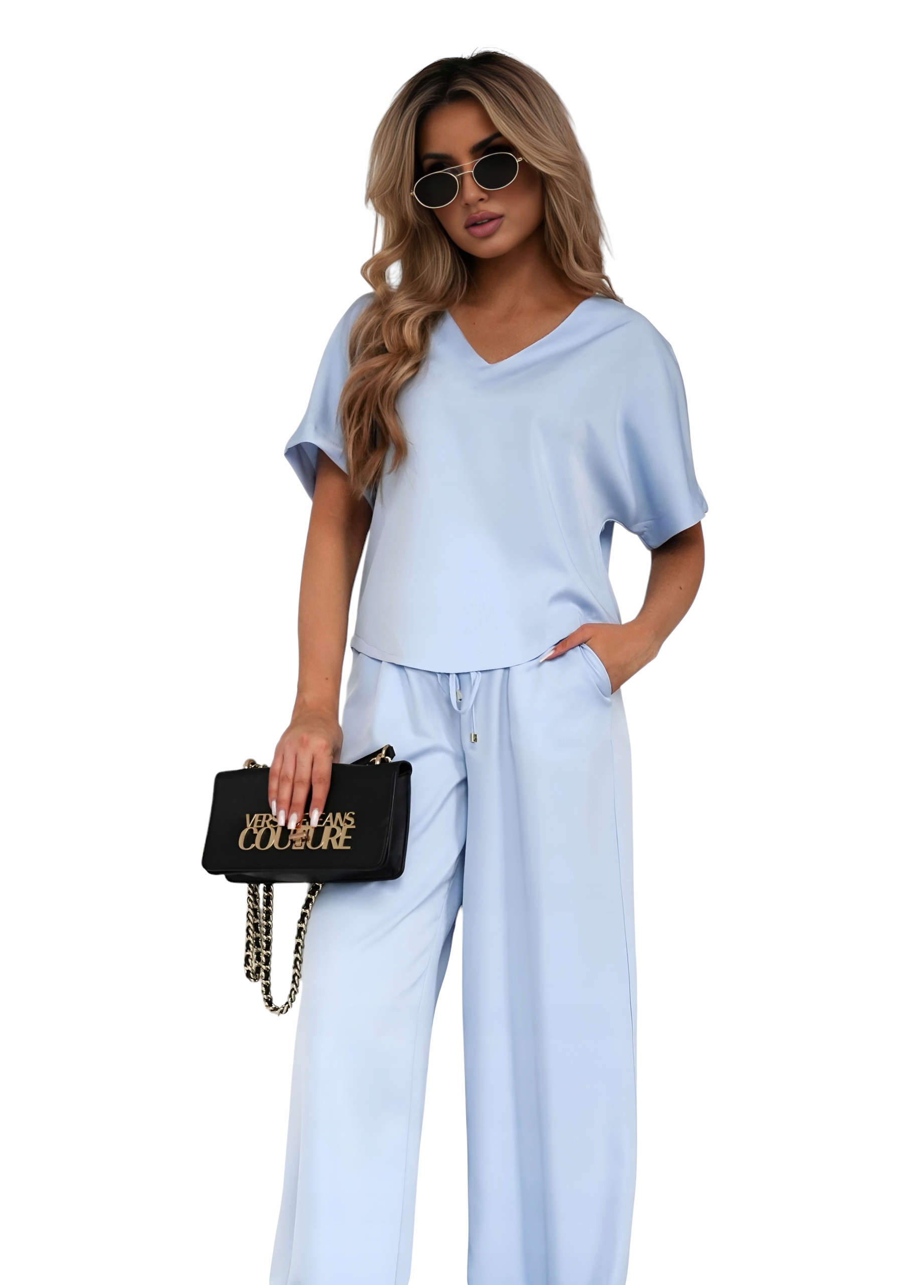 Komplet damski, przyjęcie, wesele, lato. Złote dodatki. Polski produkt.