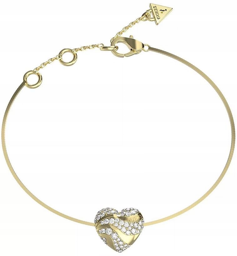 Módní Dámský Náramek Guess In My Heart Zlatý Se Srdcem S Krystaly