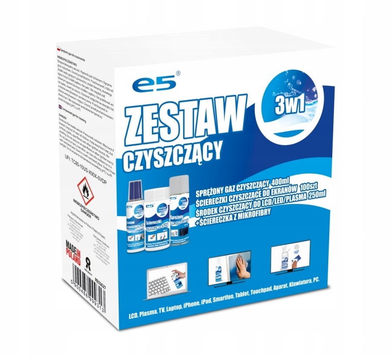 Zestaw czyszczący chusteczki do LCD sprężone