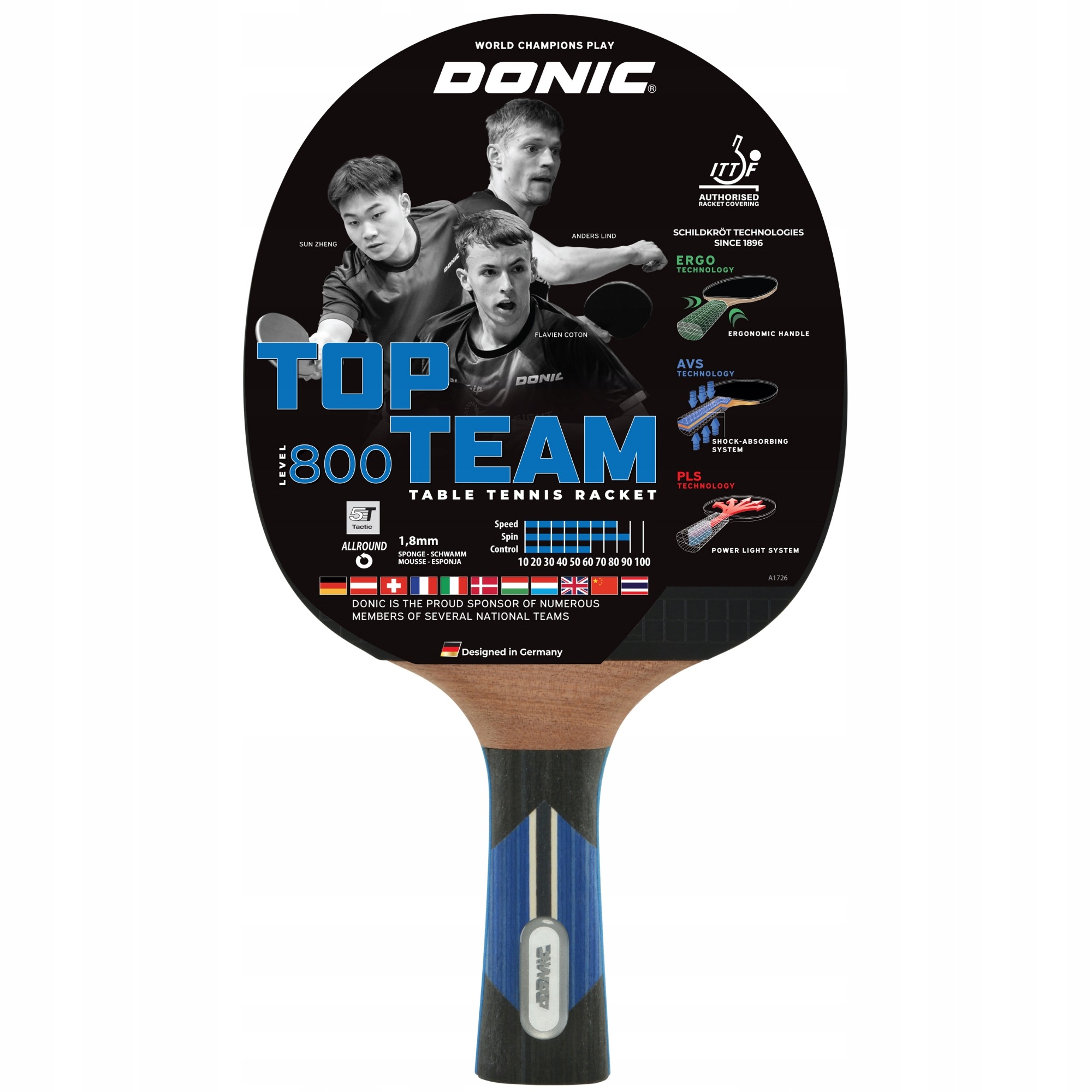 Pálka na stolní tenis Donic Top Team 800 Ping Pong Stolní tenis