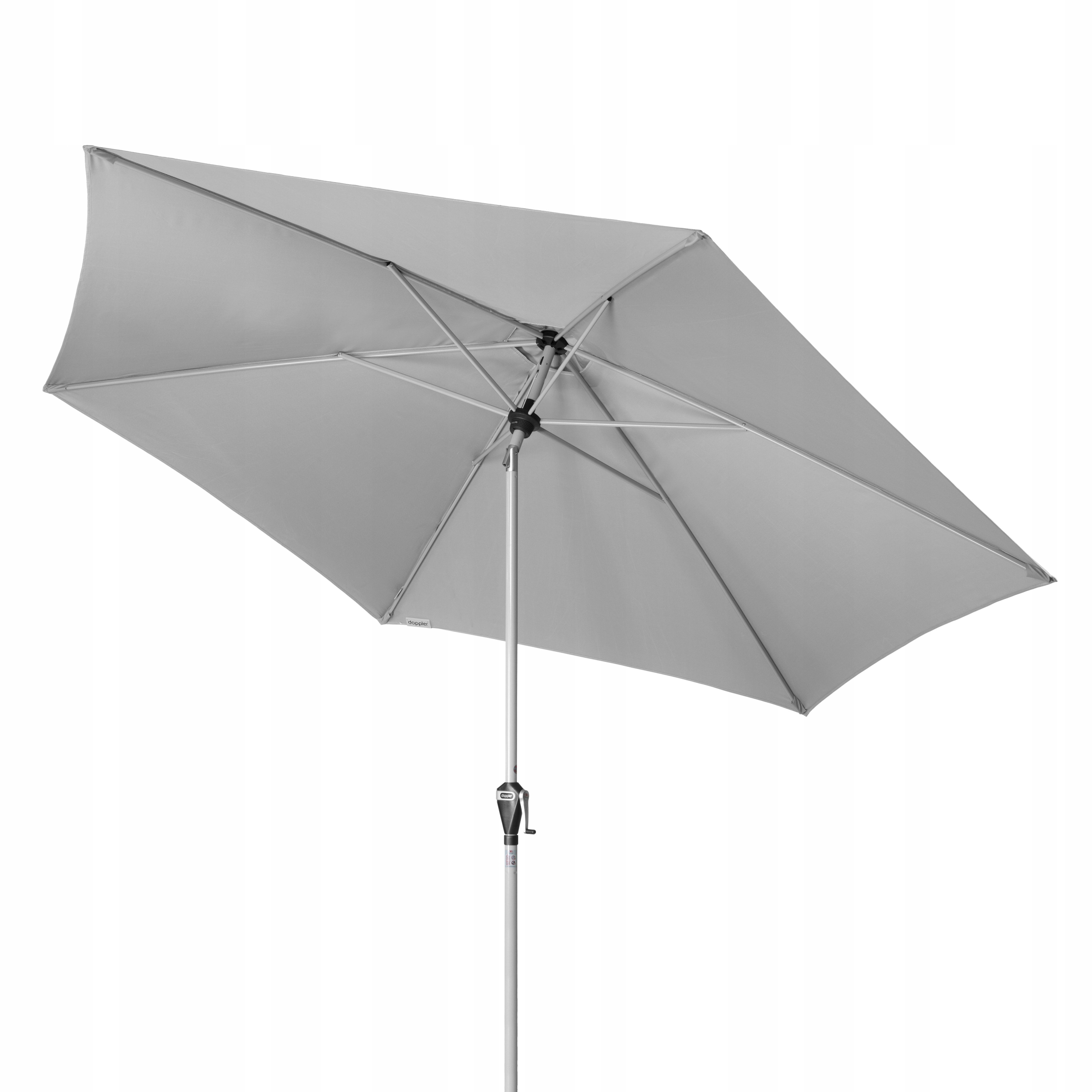Parasol Ogrodowy Okrągły Łamany 280 cm na korbę szary Doppler
