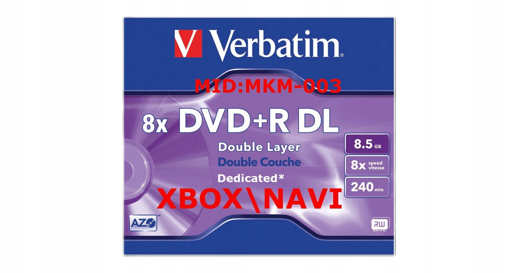 Verbatim Dvd+r DL MKM003 Xbox+nawigacje 5szt slim