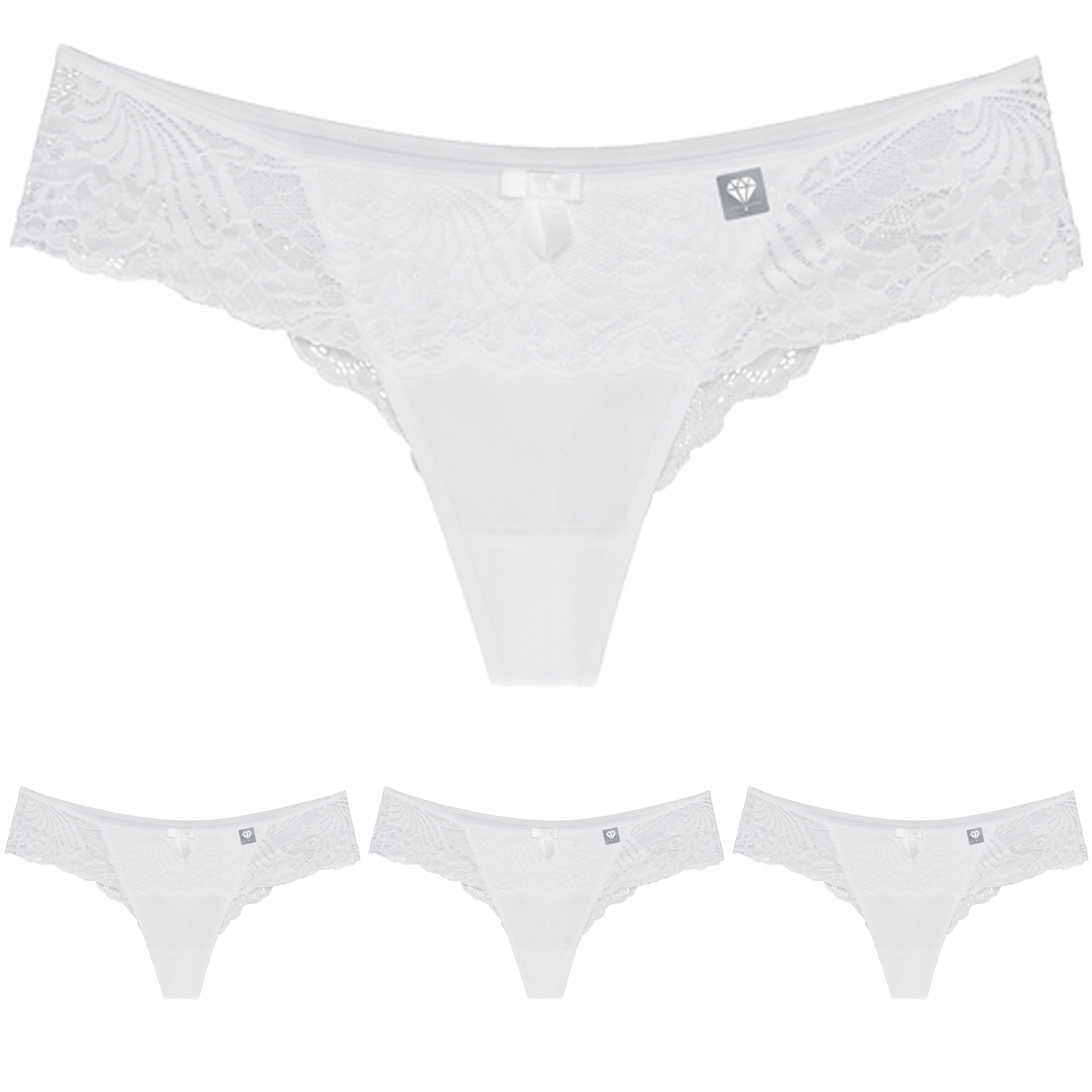 Wol-Bar Diamond 3503 3-pack bílý L Šortkové kalhotky-tanga