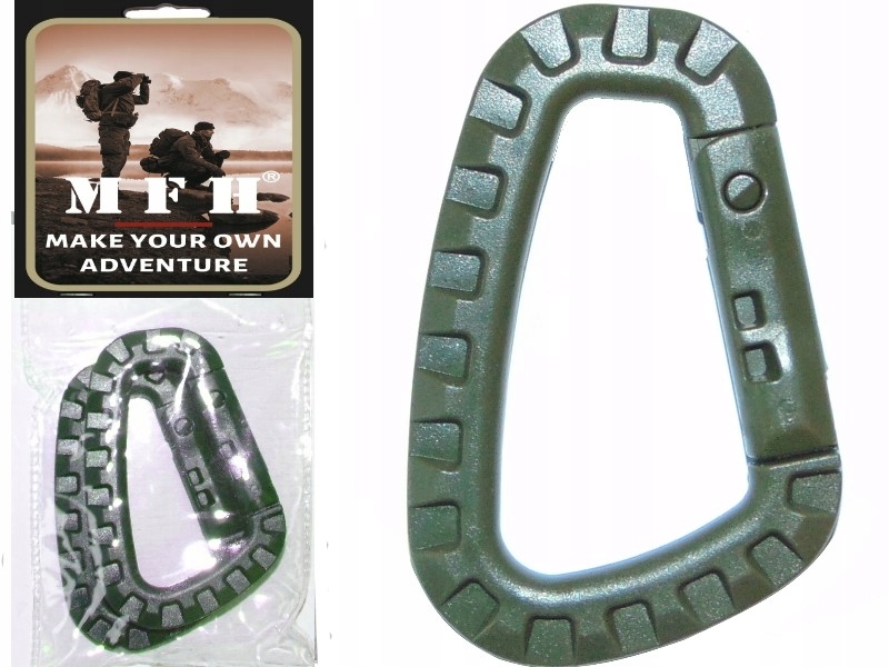 Karabińczyk Abs Mfh 7 mm x 8.5 cm, oliwkowy, lekki, 2 szt.