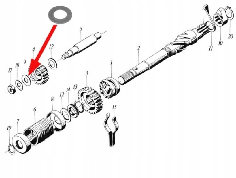 PODKŁADKA DYSTANSOWA WAŁKA POŚREDNIEGO PRZED TRYBEM ROMET KOMAR