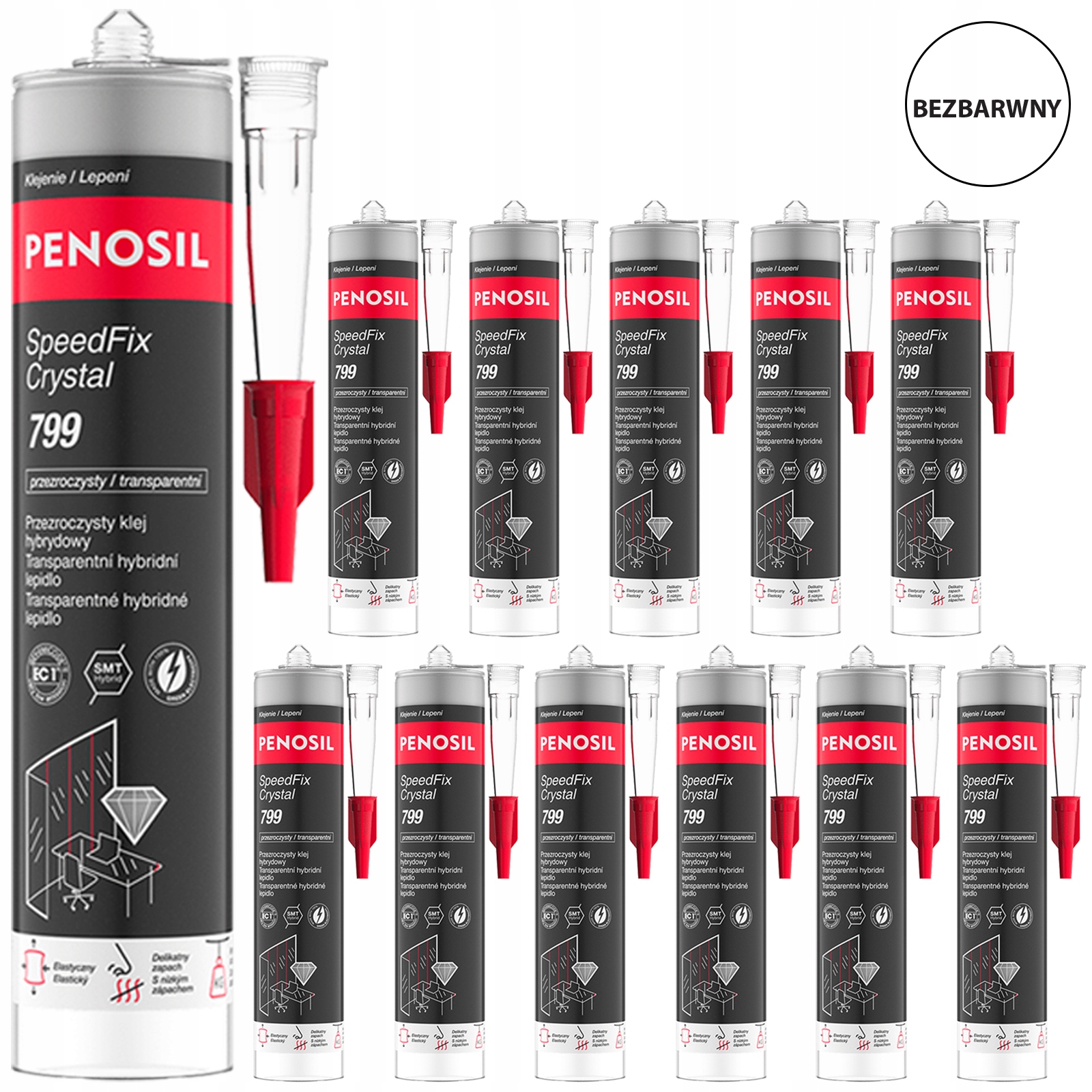 12 x SpeedFix Elastický bezfarebný kryštalický lepidlo na sklo a polykarbonát