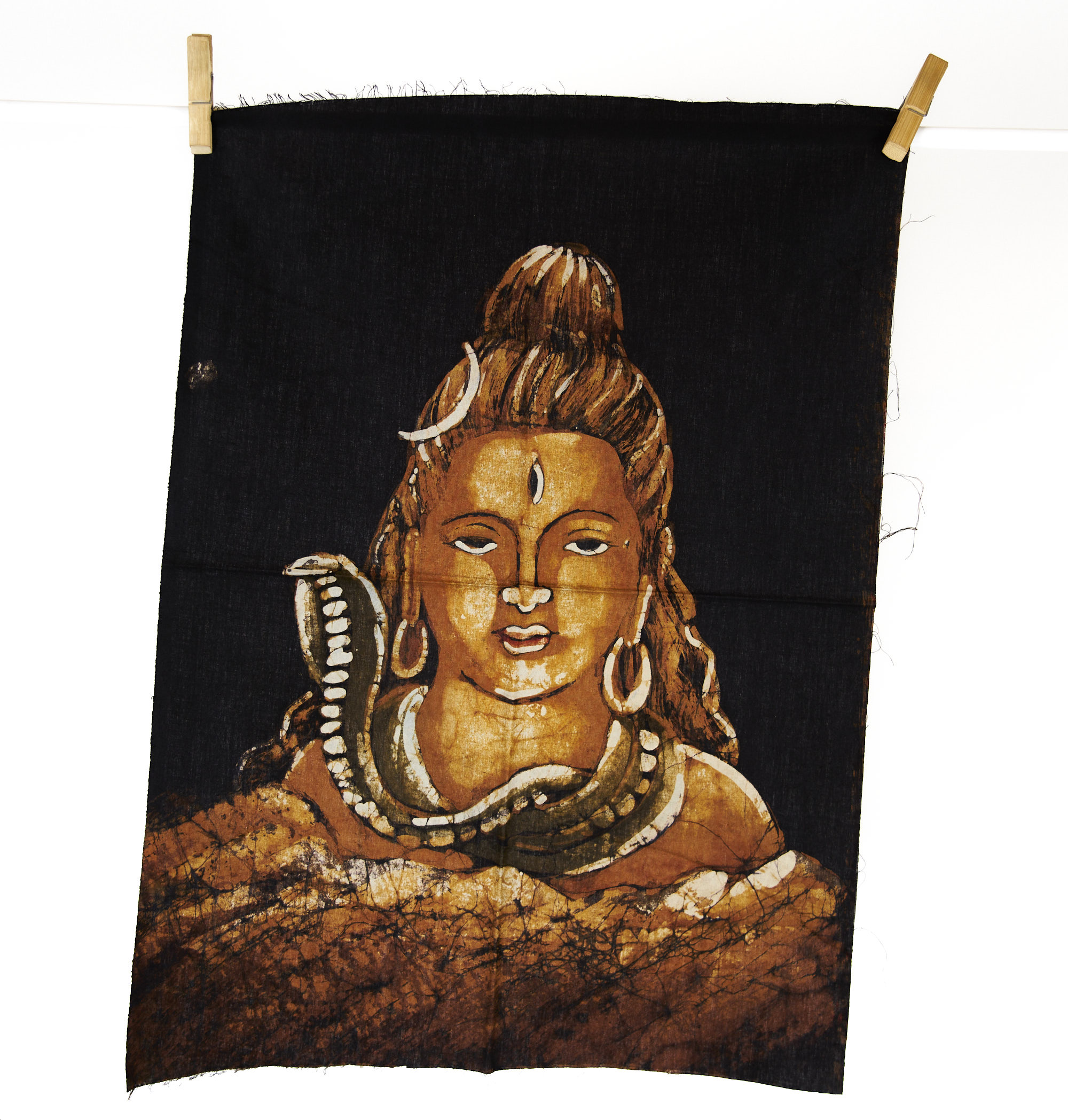 Unikat obrázek na vosku Batik makatka Shiva Šiva