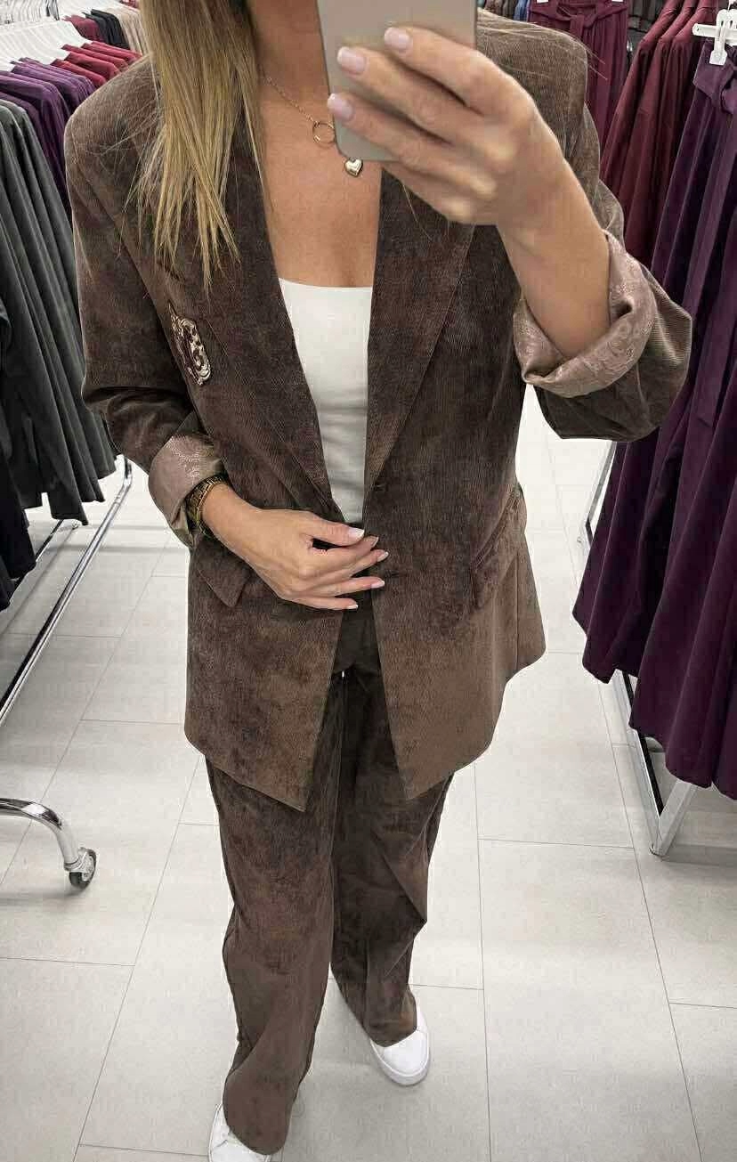 Hnědé manšestrové kalhoty Model 1150Lalous velikost S