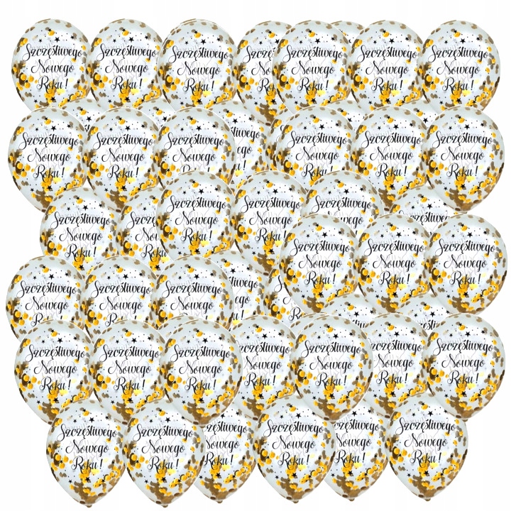 Balony z konfetti Sylwester Nowy Rok złote 100 SZT