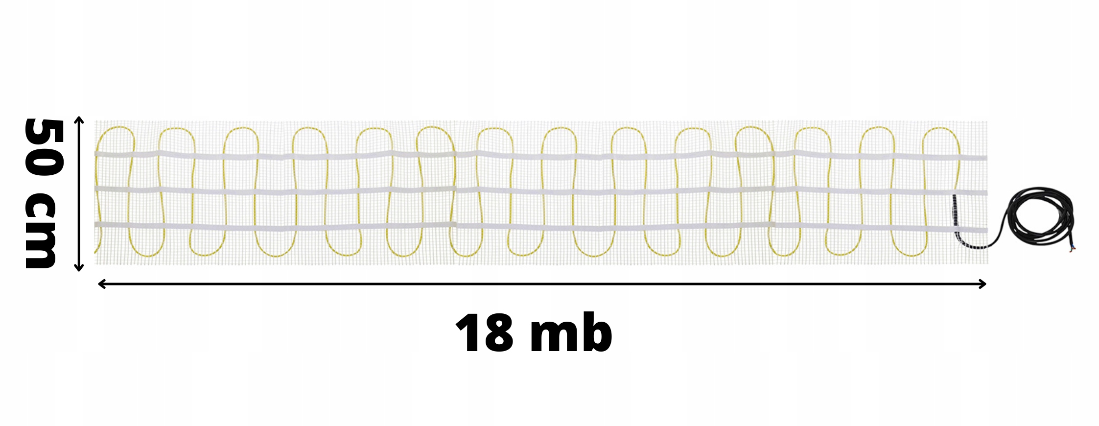 ZESTAW Mata grzewcza pod płytki MA-160W/m² 9m² Szerokość 50 cm