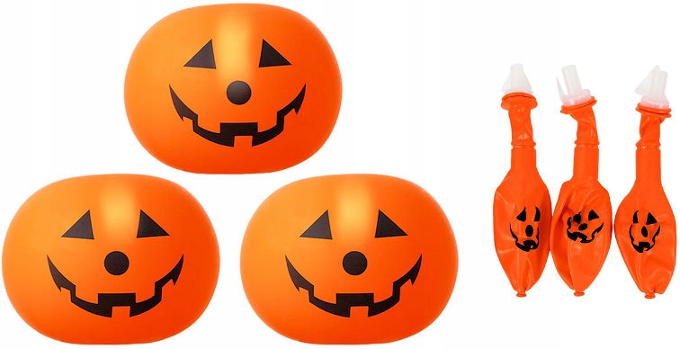 

3x Balony Świecące Dynia Halloween Dekoracja 19x30