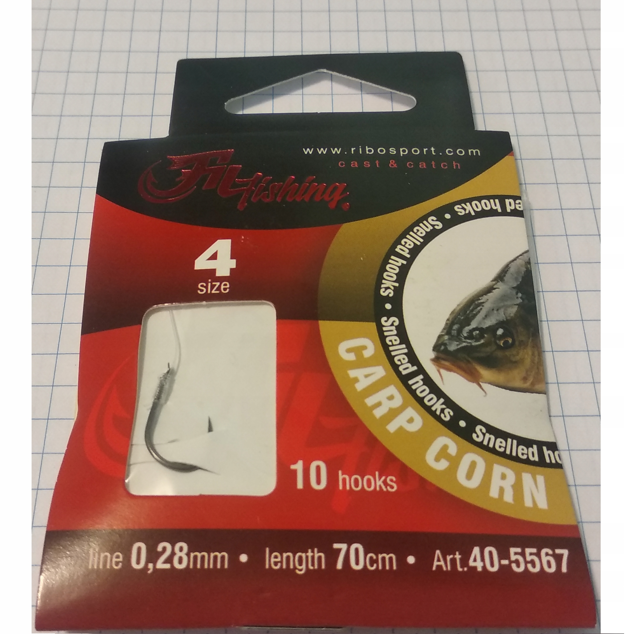Haczyki z przyponem Fil Carp Corn 0,30mm roz. 2