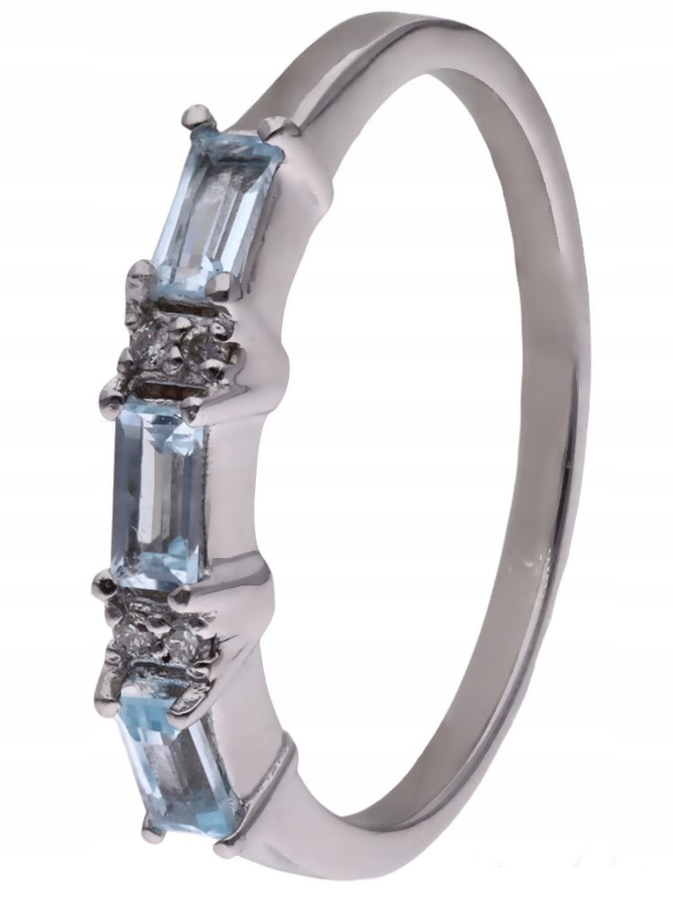 Prstýnek Ag 925 modrý topaz s diamantem CVD-3151-R-BT vel. 17