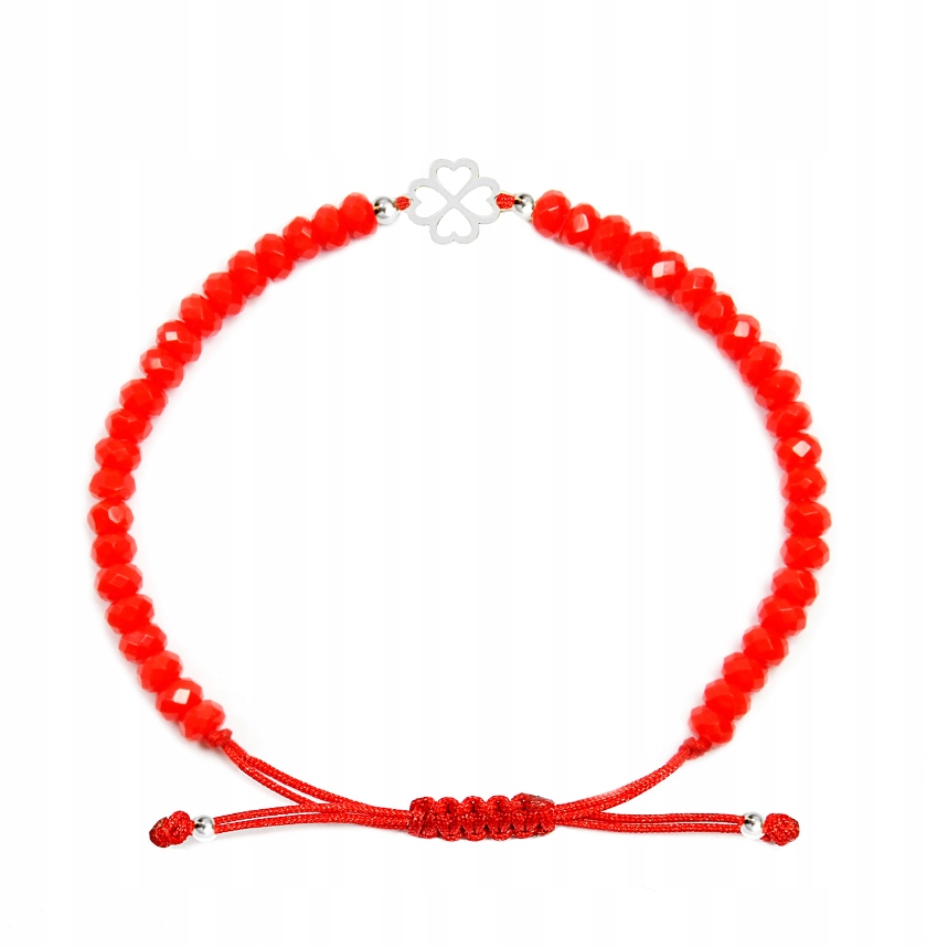 Náramek na šňůrce s kameny čtyřlístek ryzost 925