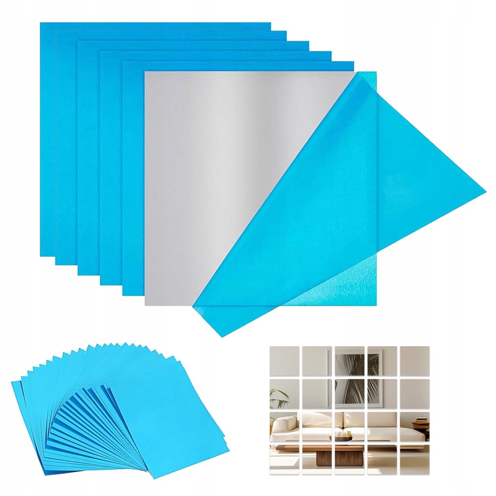 40 KS SAMOLEPÍCÍ SAMOLEPKY ZRCADLOVÉ ZRCADLO NALEPOVACÍ PANELY