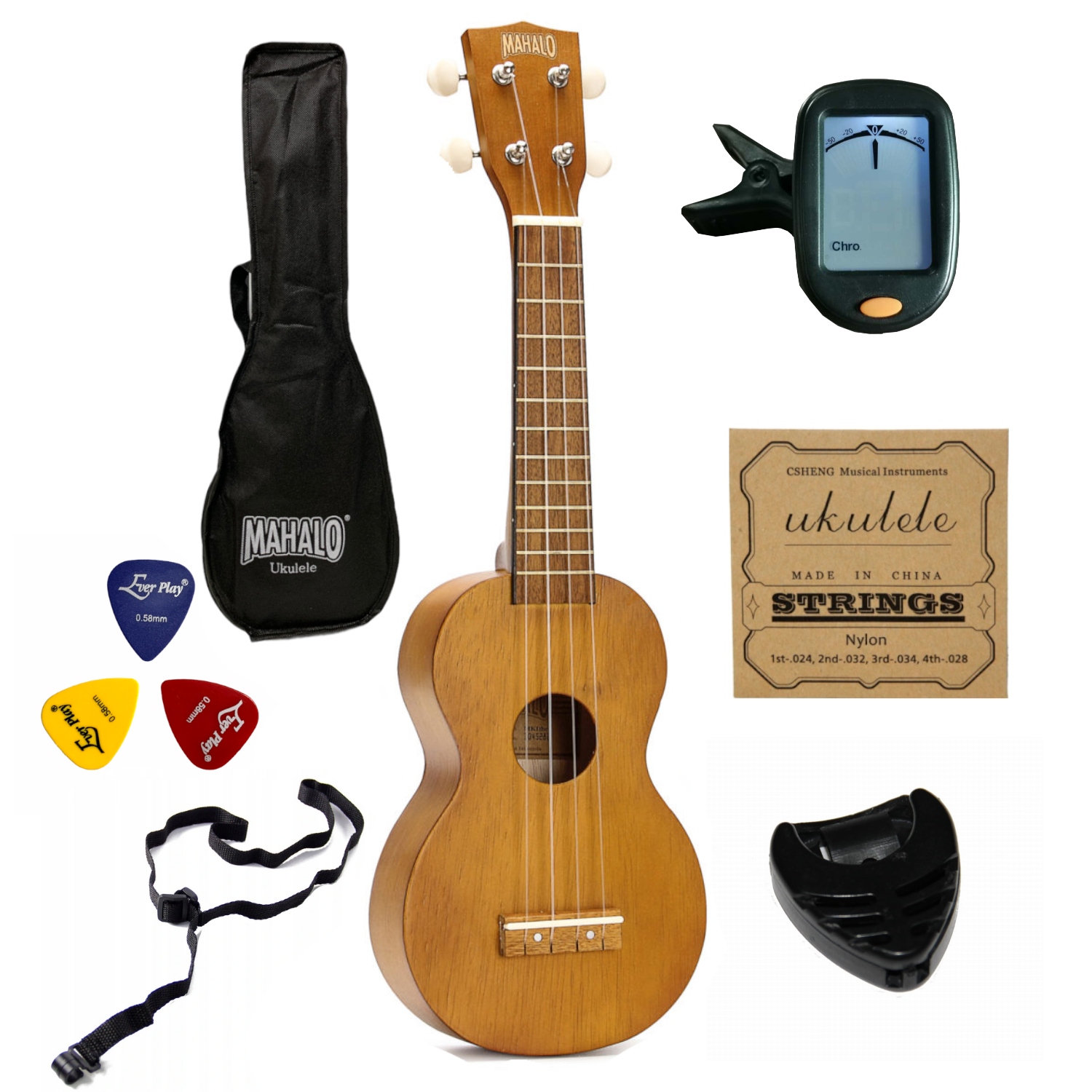Bronzové sopránové ukulele Mahalo Kahiko Set