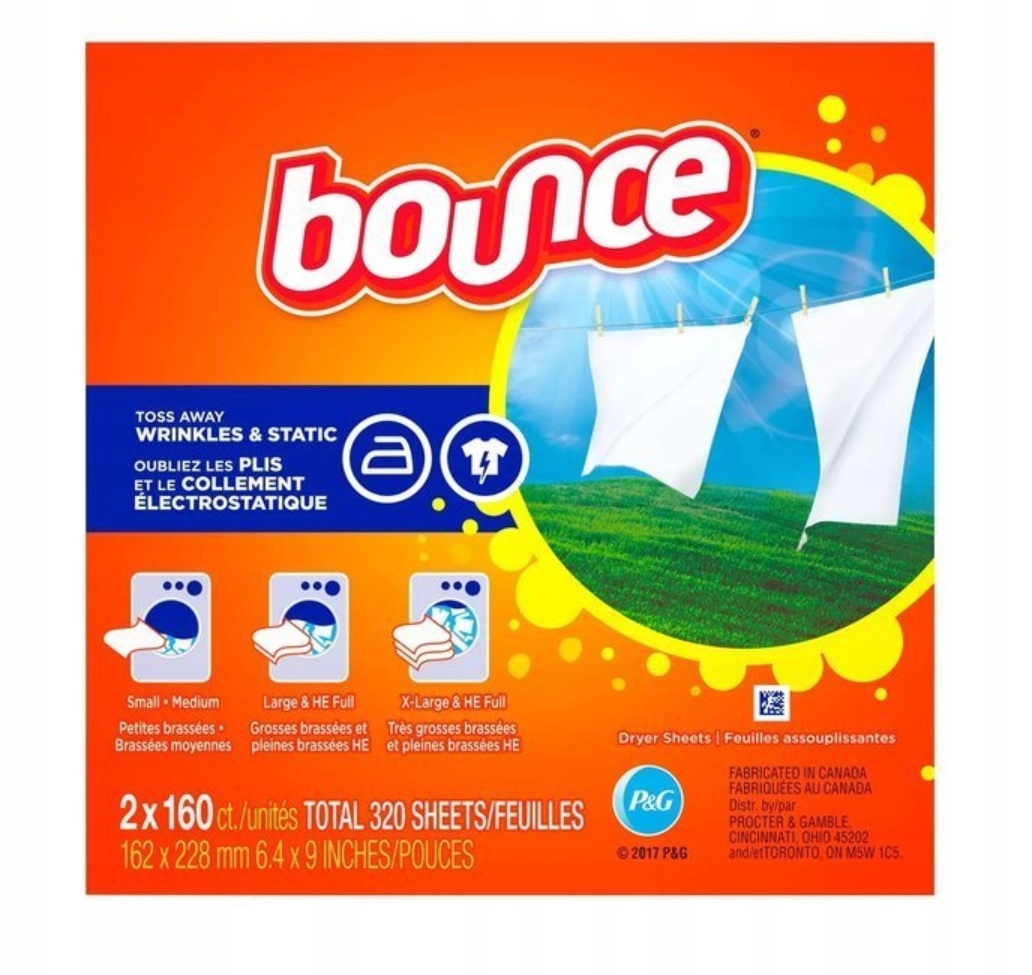 Levně Bounce 320 kusů 2x160 ks vonných ubrousků do sušičky