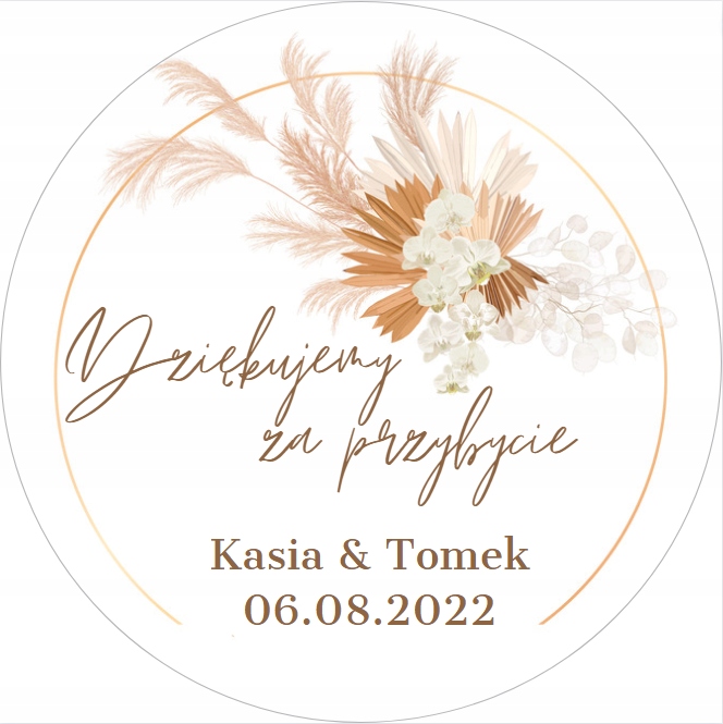 

Naklejki personalizowane Na Ślub Boho 5cm 60 szt