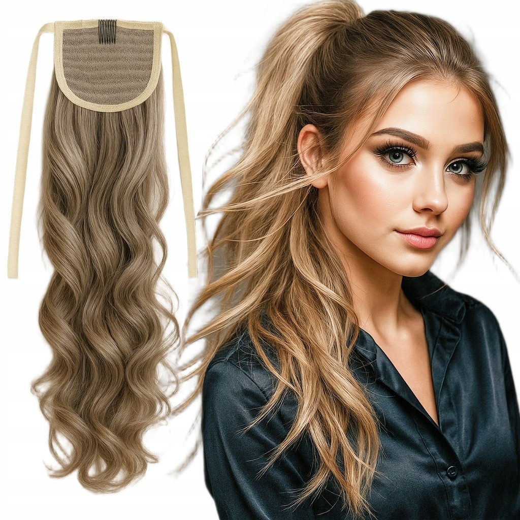 Kudrnatý připínací koník s příčesek stuhou, připínáček, vlasy, Písková Blond