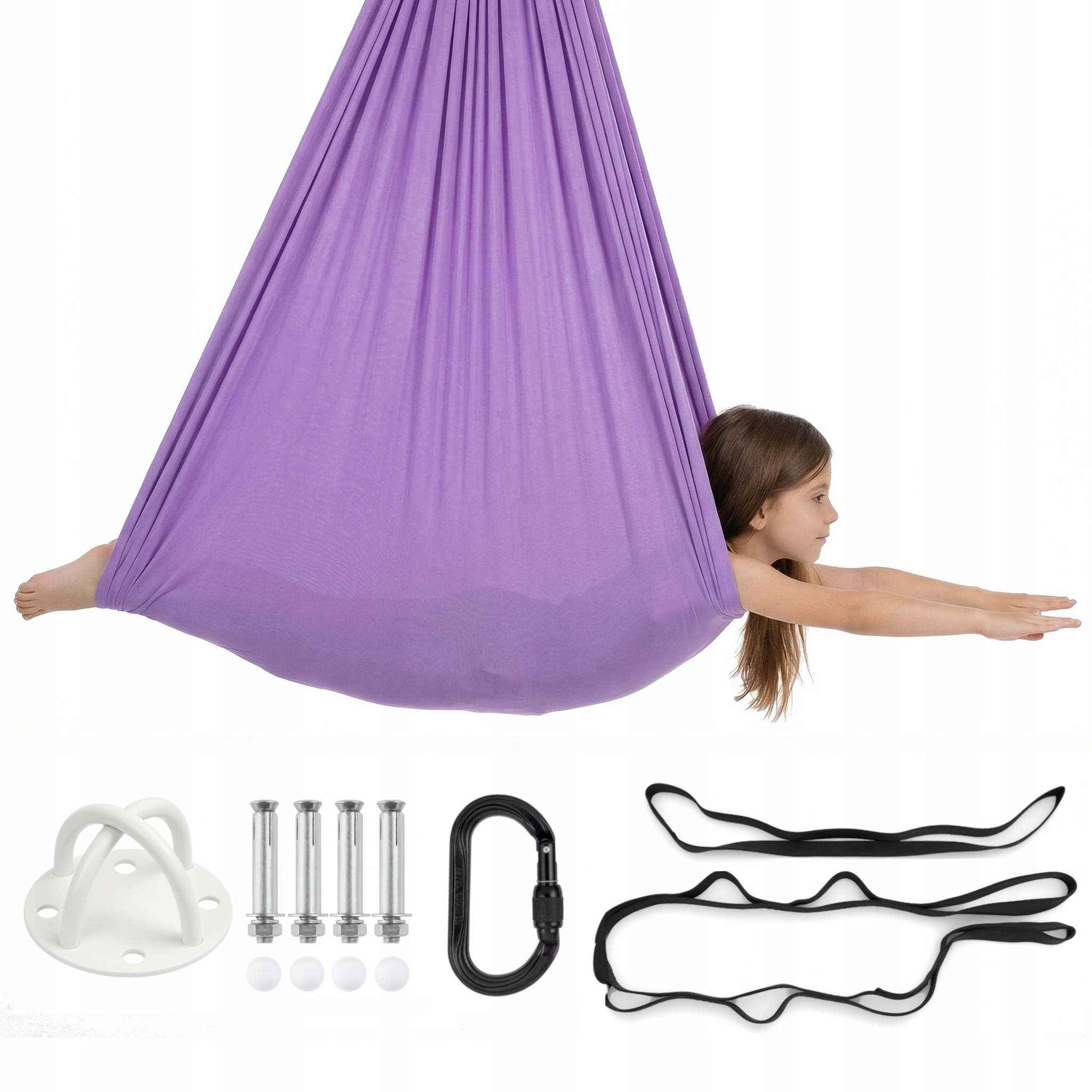 Huśtawka sensoryczna dla dzieci, hamak, szarfa| 3 m Fioletowa