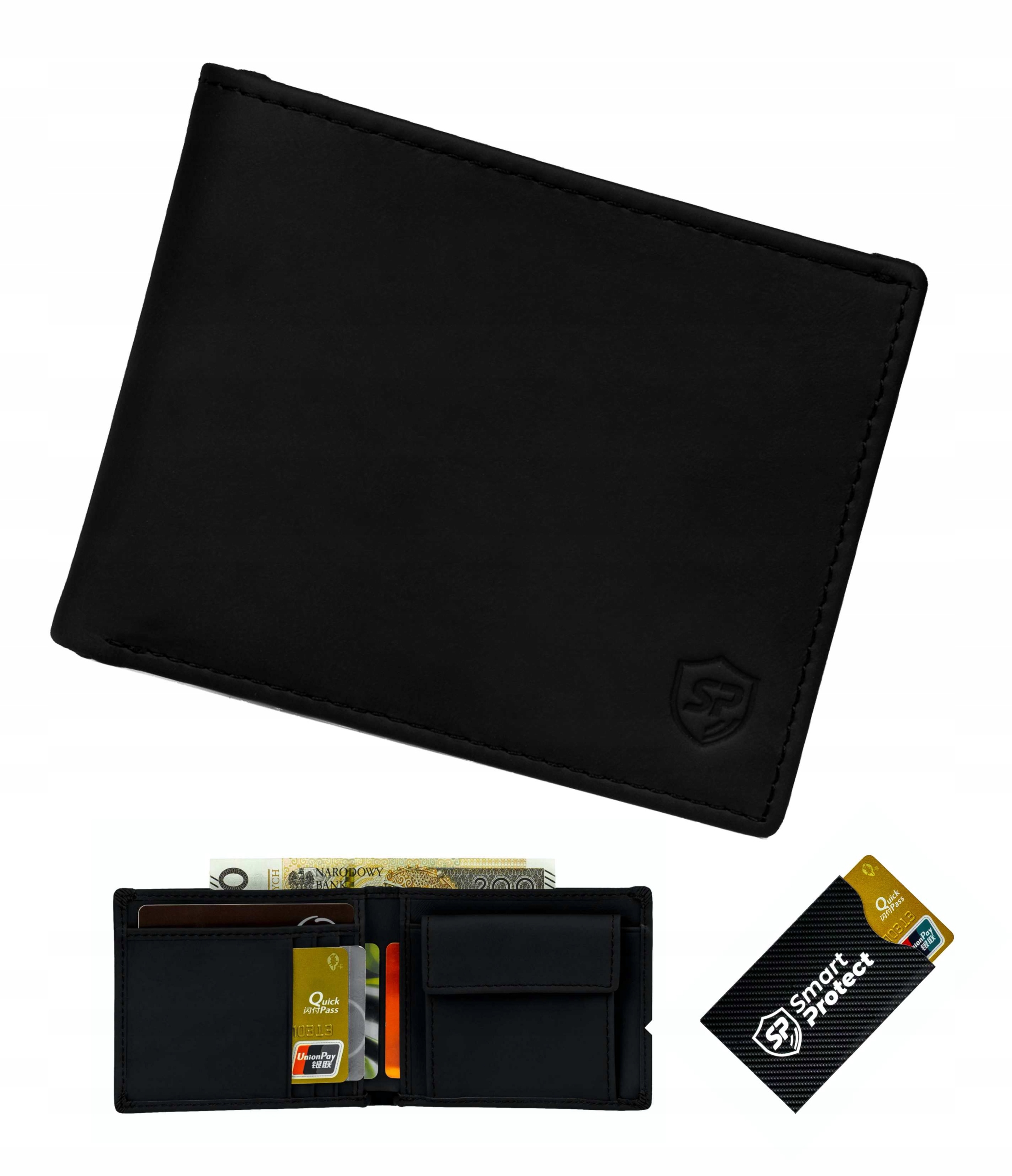 

Męski Portfel cienki Rfid Slim Czarny Etui