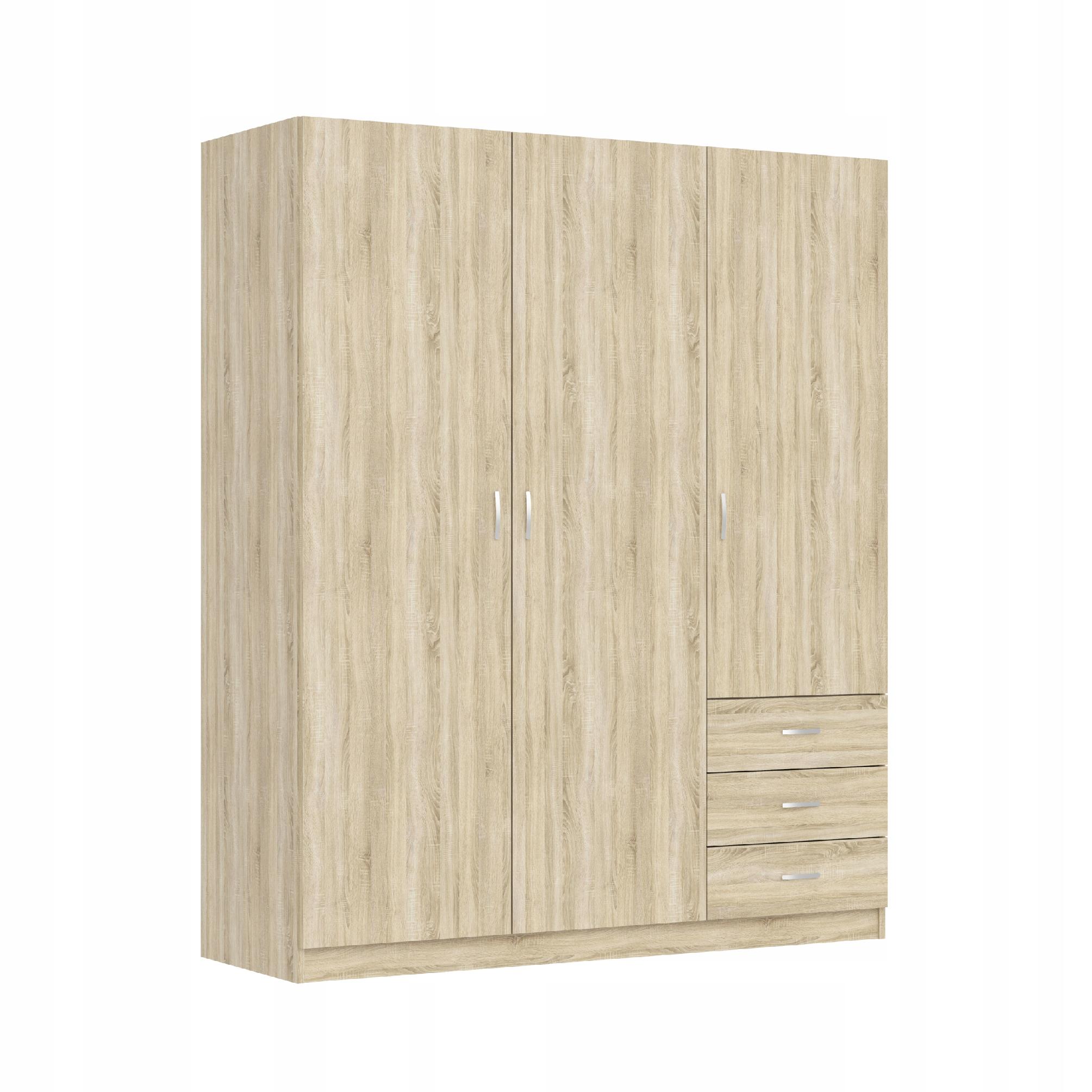 SZAFA TRZYDRZWIOWA DĄB SONOMA 3 SZUFLADY 146 CM