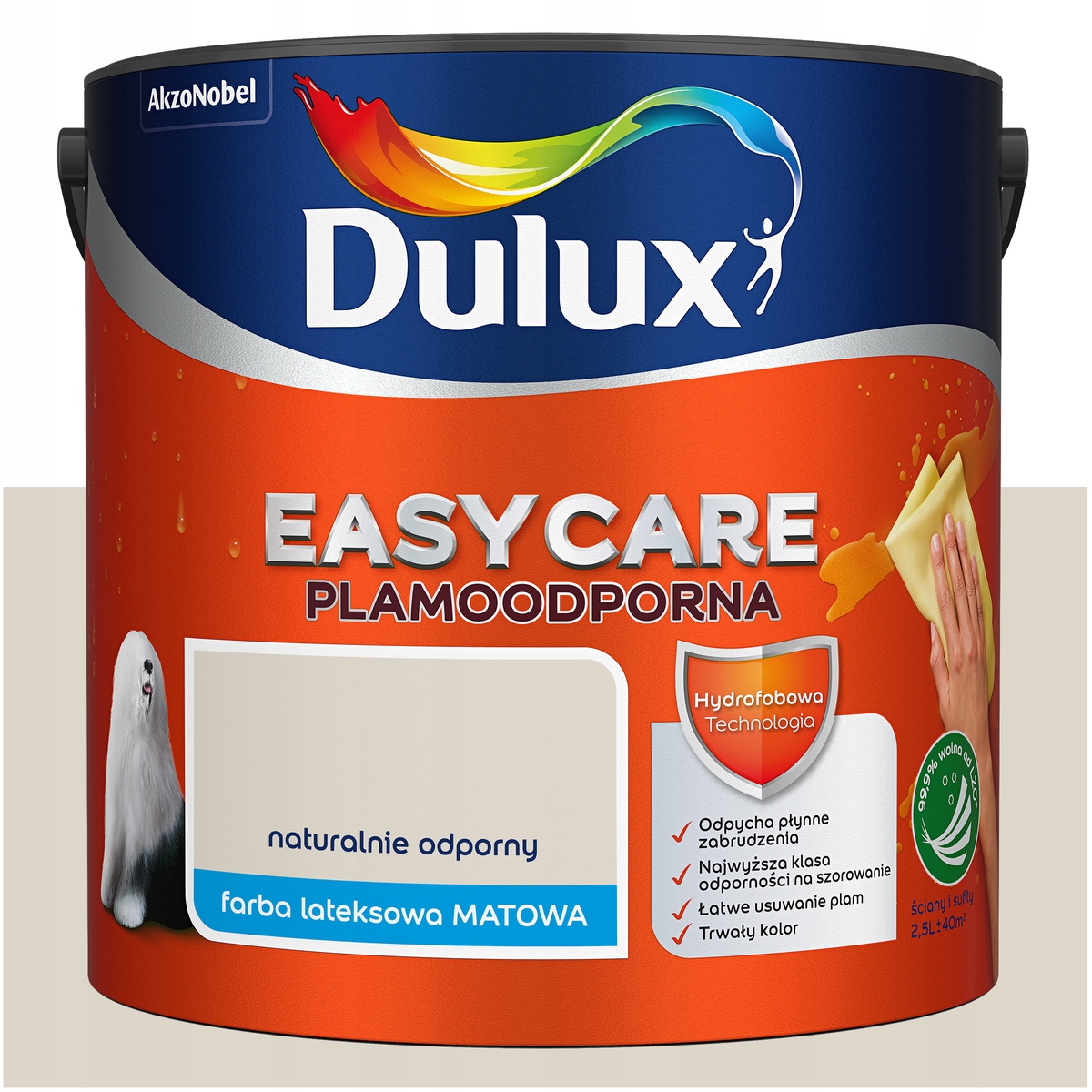 Barva na stěny stropů odolná vůči skvrnám Dulux Easycare Přirozeně odolná 5L