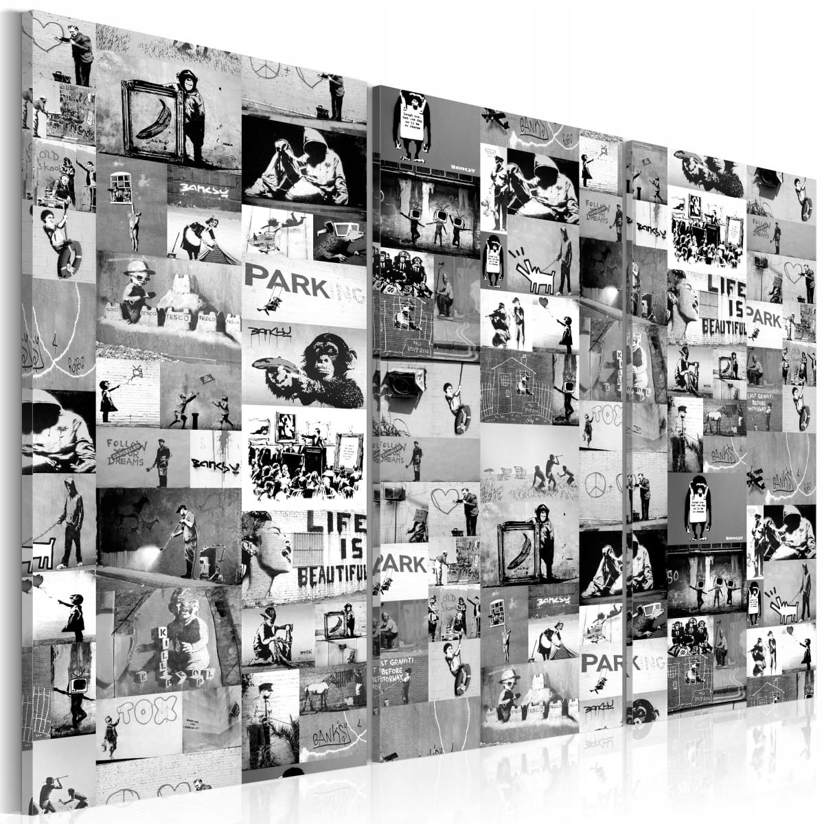 

Obraz - Banksy: Kolaż graffiti III - 120X80
