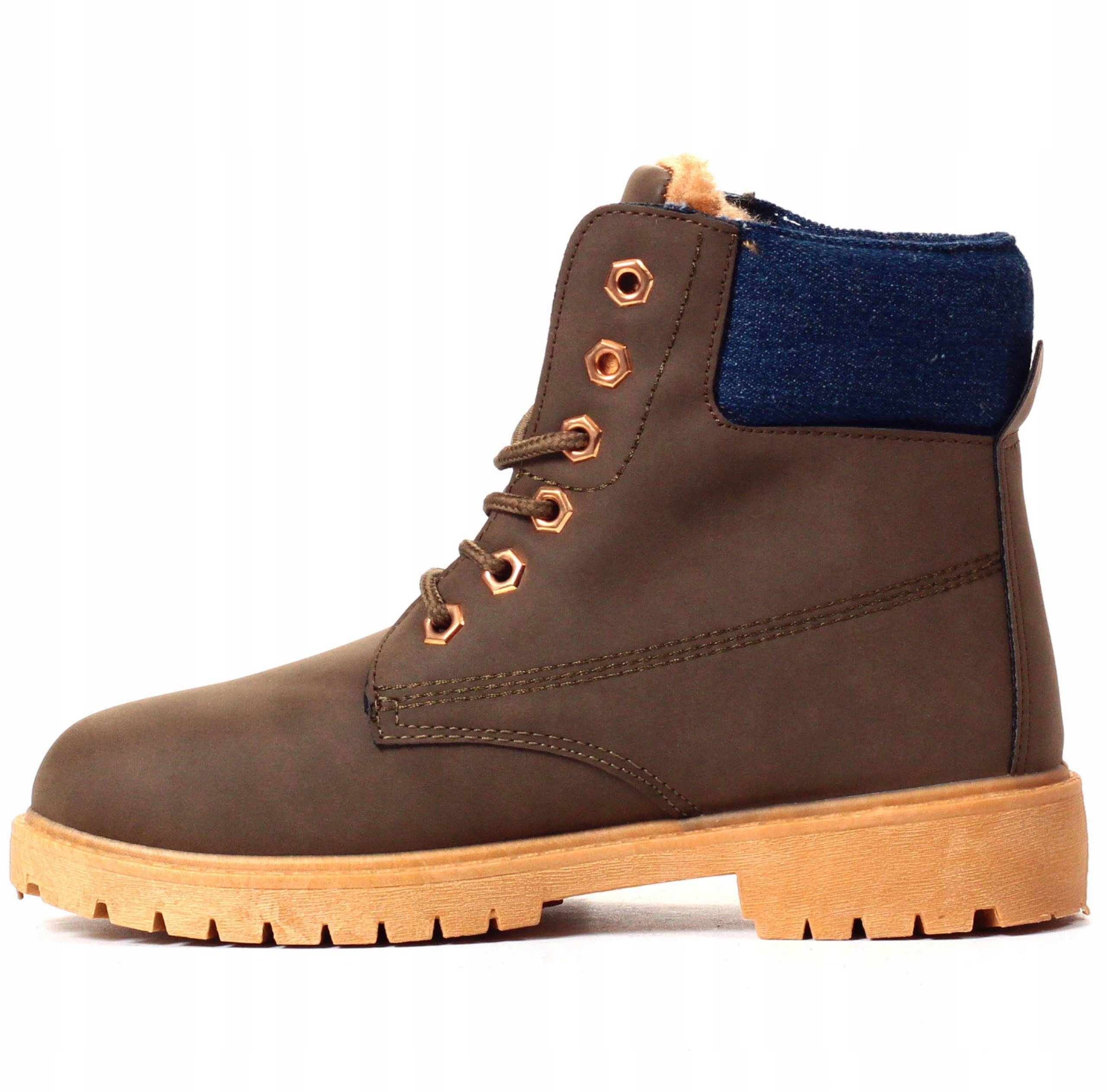 TRAPERKI DAMSKIE OCIEPLANE ZIMOWE BOTKI TIMBERKI Rozmiar 37