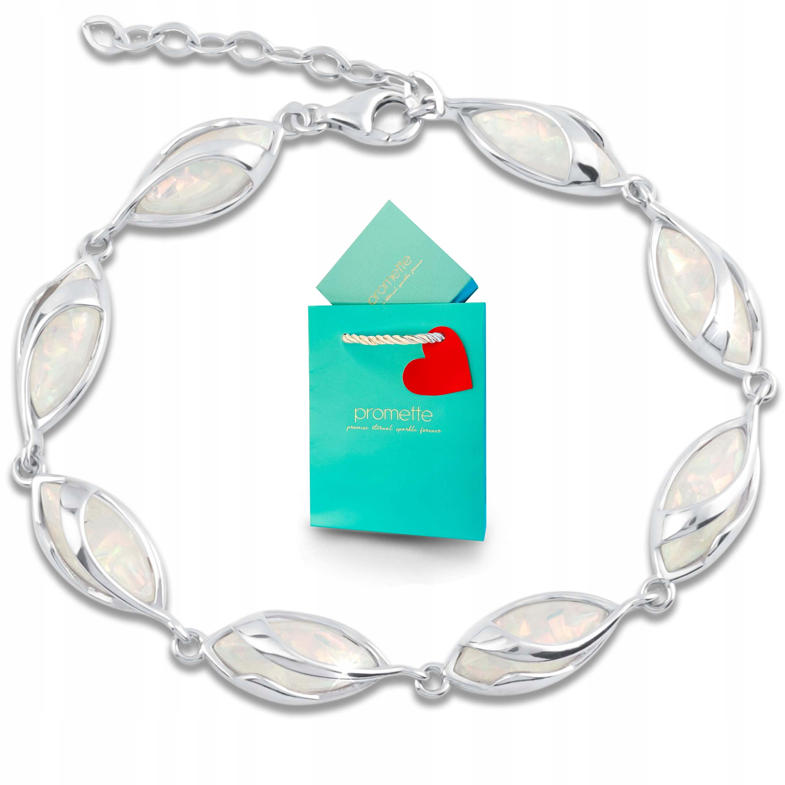 Stříbrný náramek s bílým opálem, dámský, kámen stříbro 925