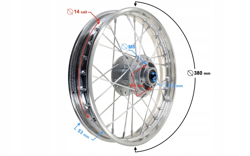 Передний обод спереди 14 x1, 4 Cross 110 125 MORETTI