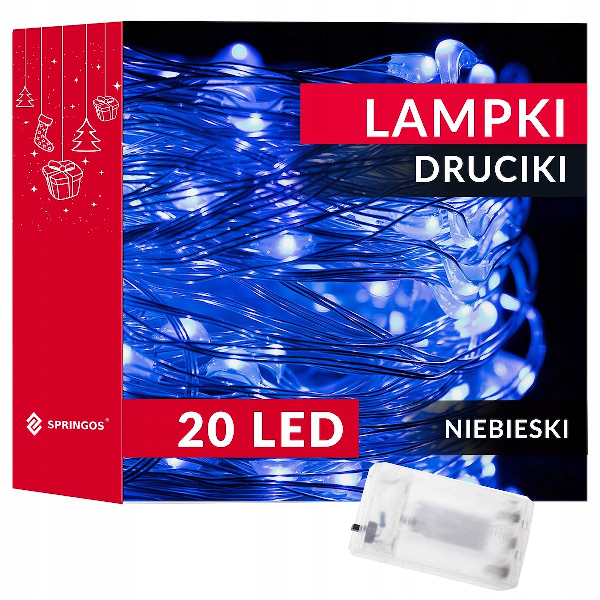 

Lampki Druciki 20LED Mikro Na Baterie Niebieskie