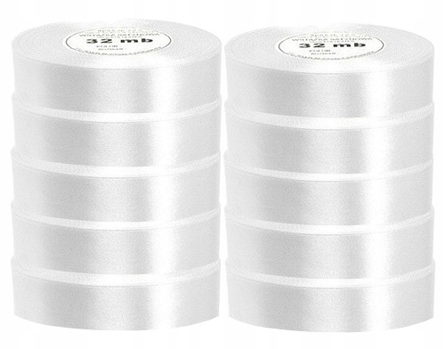 Saténové stuhy 38mm 32mb Bílé Stuhy na mašle a šití Sada 10 Ks.