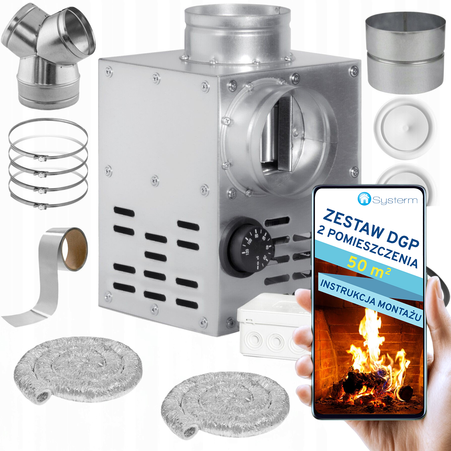 Komínová Turbína Ventilátor Komínový Set Dgp 2 miestnosti 50 m2