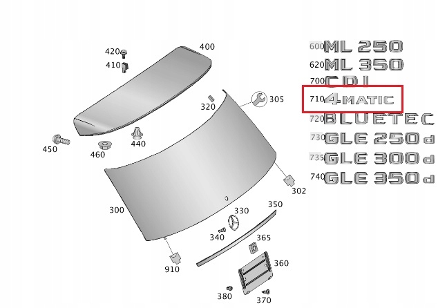 MERCEDES ML GLE CLS S-KLASA Emblemat tylnej klapy 4MATIC ORYGINAL Stan opakowania oryginalne